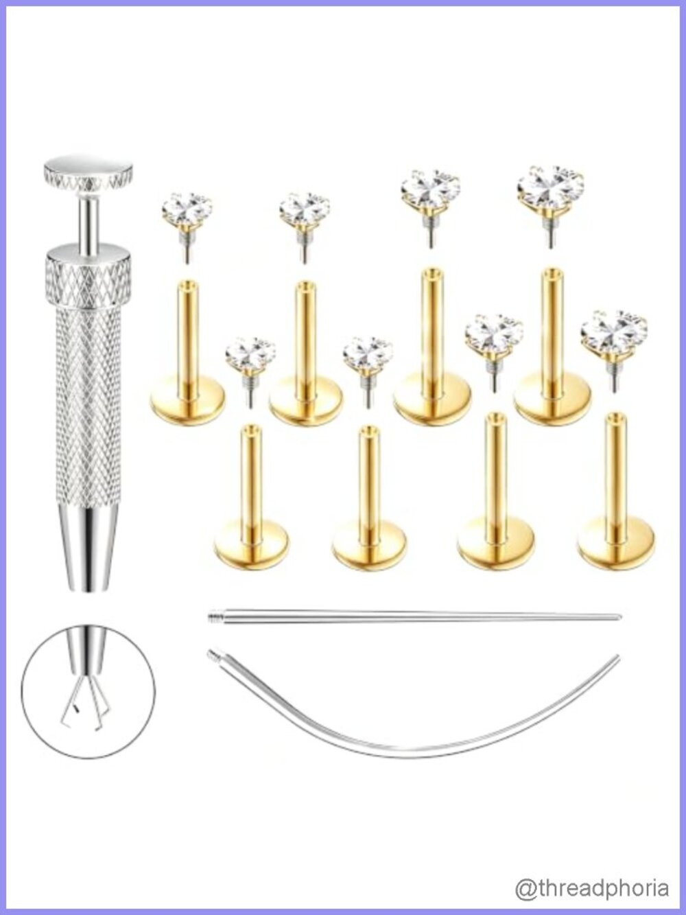 16G 18G Flat Back Earrings Stud 316L Surgical Stainless Steel Internal Thread